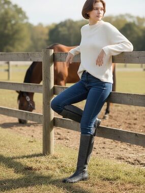 BDG Women’s Tall Knee-High Equestrian Gray  Suede Leather Riding Boots Size 8